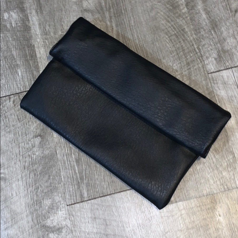 Missguided - black leather clutch